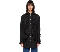 Black Tuxedo Ruffle Shirt Minidress