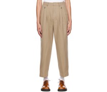 Beige Pleated Trousers