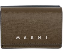 Khaki & Navy Saffiano Leather Trifold Wallet