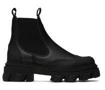 Black Cleated Low Chelsea Boots