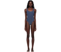 Navy Square Neck One-Piece Swimsuit