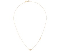 Gold Diamond Moon And Star Necklace