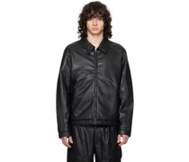 Black Single Rider's Faux-Leather Jacket