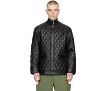 Black Padded Faux-Leather Jacket