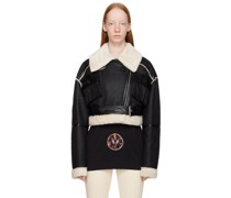 Black Paneled Faux-Leather Jacket