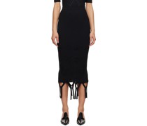 Black Basket Weave Midi Skirt