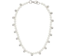 White Bell Charm & Pearl Necklace
