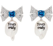 Silver & White 'Yours Truly' Pearl Earrings