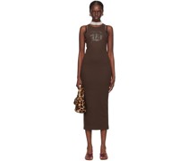 Brown Graphic Midi Dress