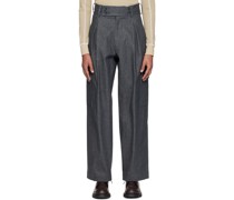 Gray Pleated Denim Cargo Pants