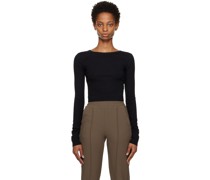 Black Cropped Long Sleeve T-Shirt