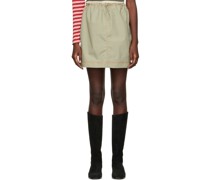 Khaki Contrast Stitching Miniskirt