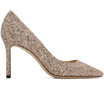 SSENSE Exclusive Pink & Gold Coarse Glitter Romy 85 Heels