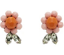 Pink & Orange Daisy Leaf Earrings