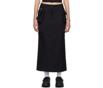 Black Cargo Midi Skirt