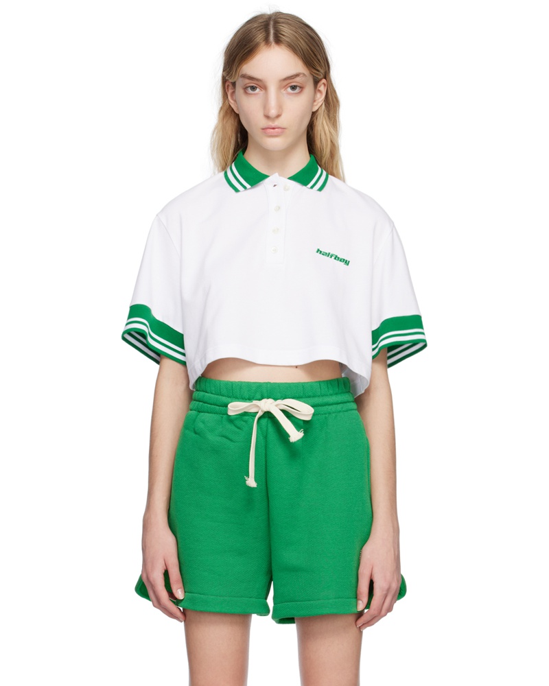 HALFBOY Damen White Embroidered Polo