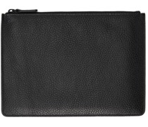 Black Small Grained Leather Folio Pouch