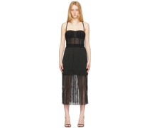 Black Fringed Bustier Dress