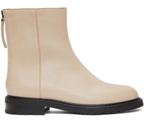 Beige Leather Officer Boots