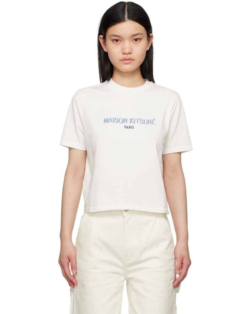 Kitsuné Damen Off-White Embroidered T-Shirt