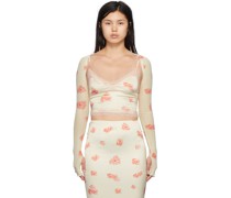 Off-White Polyester Camisole & Bolero Set