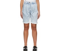 Blue Denim Pleated Rhonda Shorts