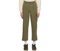 Green Double Pleat Cargo Pants