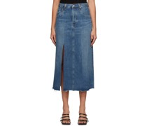 Blue Raian Splice Rework Denim Midi Skirt