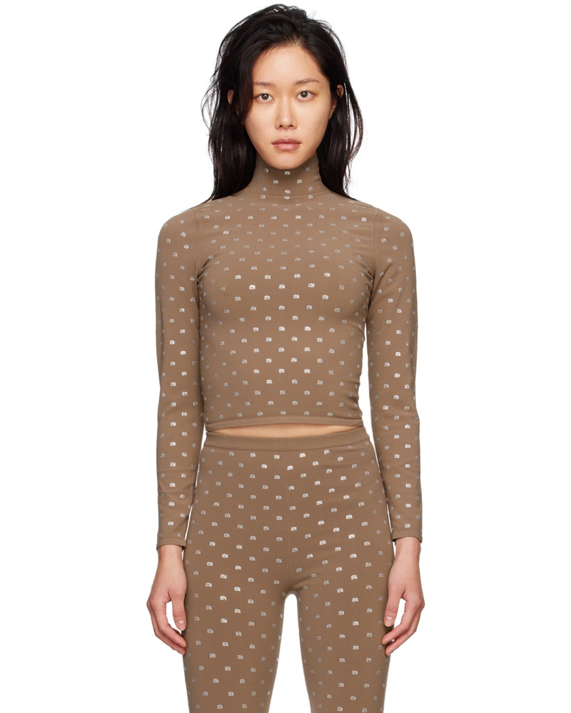 Alexander Wang Damen Taupe Hotfix Turtleneck