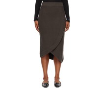 Brown Unbalanced Midi Skirt