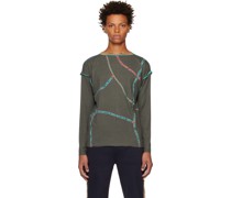 Gray Embroidered Long Sleeve T-Shirt
