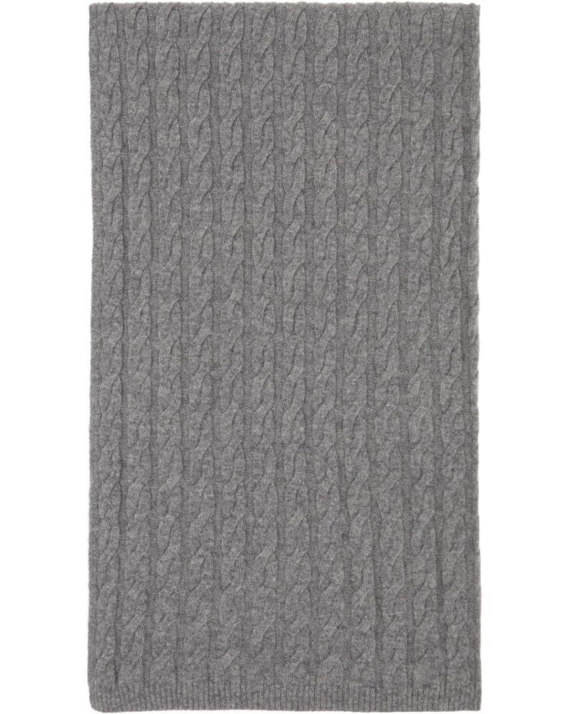Totême Damen Grey Cashmere Cable Knit Scarf