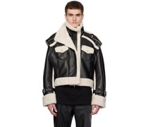 Black Paneled Faux-Leather Jacket