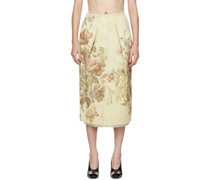 Off-White Floral Midi Skirt