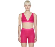 Pink Cotton Rib Plunge Bralette