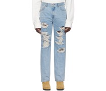 Blue Chain Detail Destroyed Jeans