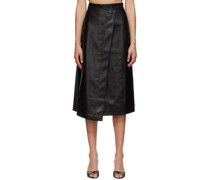 Black Faux-Leather Midi Skirt