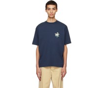 Navy 'Le T-Shirt Slogan Fleur' T-Shirt