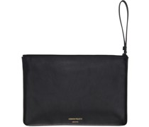 Black Large Leather Logo Pouch