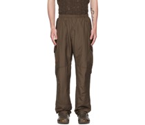 Brown Embroidered Cargo Pants