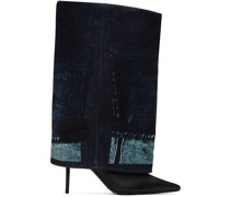 / Jean Paul Gaultier Black & Blue Cuff Over-The-Knee Boots