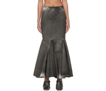 Gray Divine Bias Denim Maxi Skirt