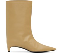 Beige Pointed Toe Boots
