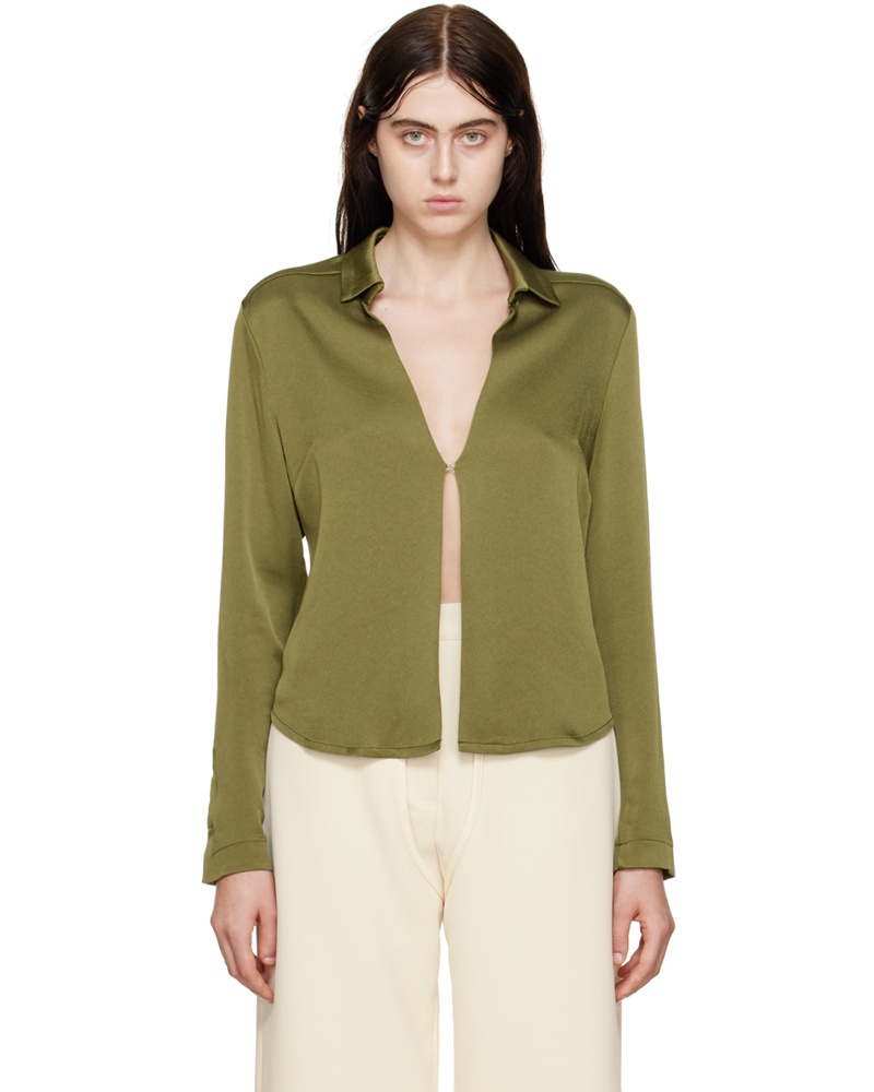 Paris Georgia Damen SSENSE Exclusive Green Hook-Eye Shirt