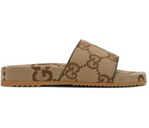 Beige & Brown Maxi GG Slide Sandals