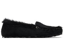 Black Calf-Hair Moc Loafers