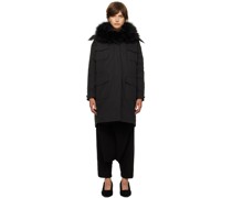 Black Bachette Shearling Down Coat