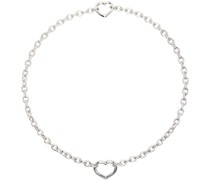 Silver #5802 Heart Line Pendant Necklace