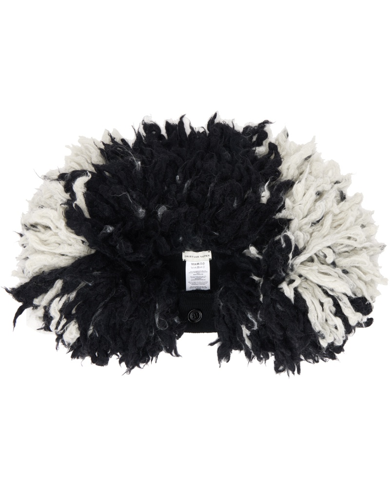 Dries van Noten Damen Black & White Alpaca Scarf