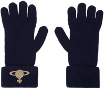 Navy Embroidered Orb Gloves